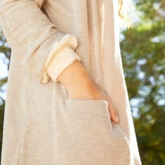 DONNI Cardigan Striped Ribbed OSFA Gray - Picture 2 of 11